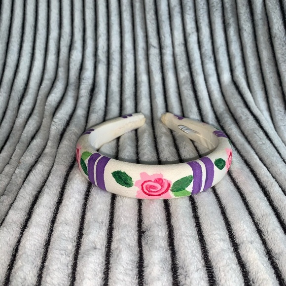 Vintage hand painted puffy headband flower floral fleur - Picture 2 of 3